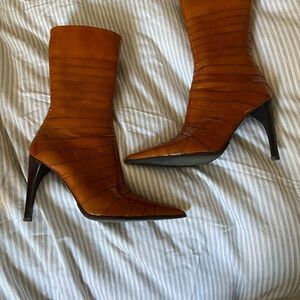 Elegant Tan Leather Knee-High Boots